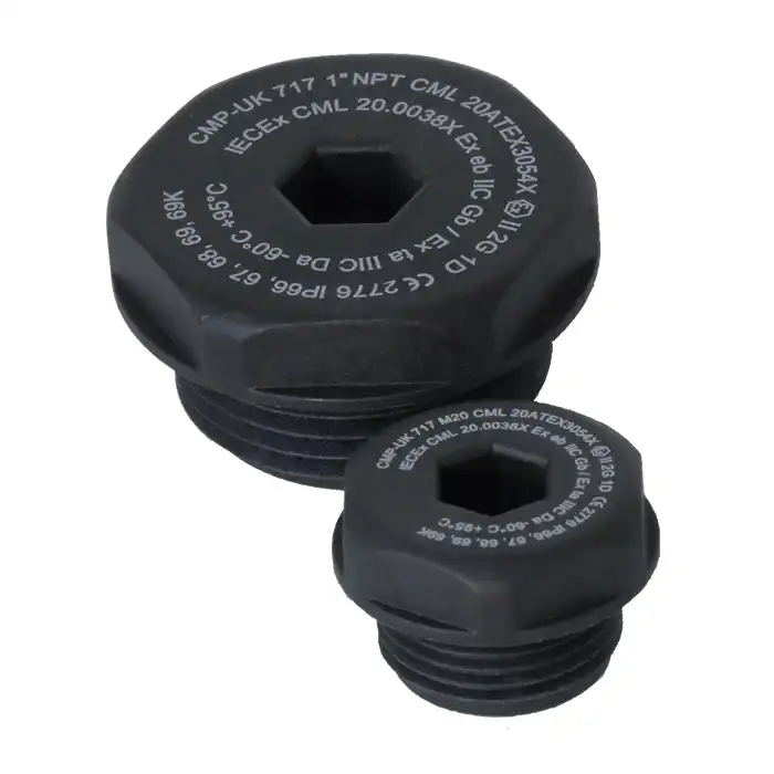717-Web-Black-Nylon CMP Products – 717e | Nylon Universal Stopper Plug | Conduit Accessory for Explosive Atmosphere | Ex e - Image 1